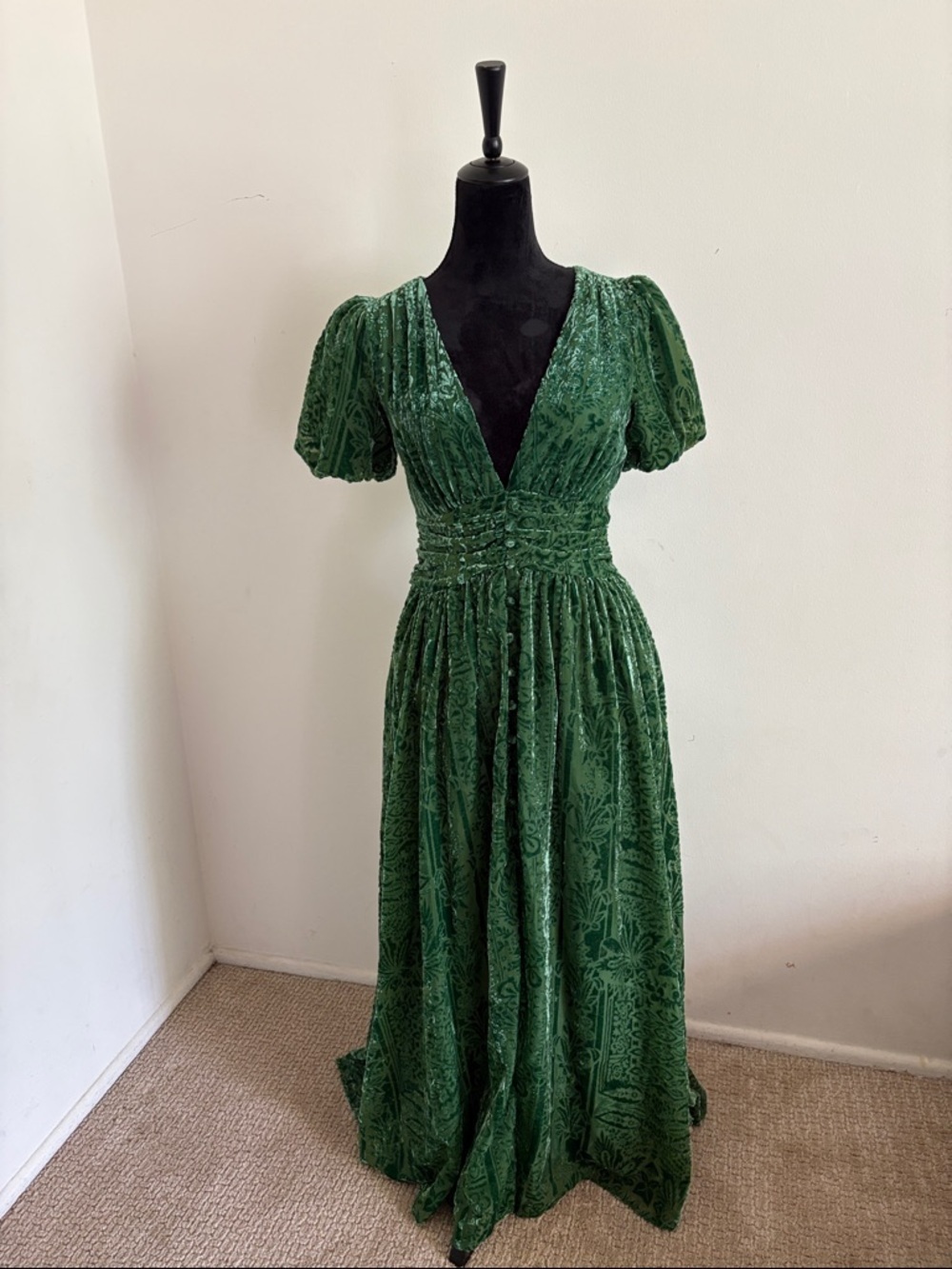 ANTHROPOLOGIE Katerina Velvet Button Front Maxi Dress Size 0 Whimsy Whimsigoth - Picture 10 of 13